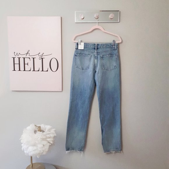 NWT Zara light wash blue mid-rise full length straight leg denim jeans, US6 - Picture 6 of 8